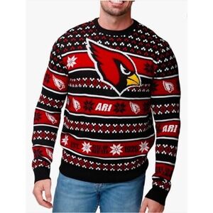 NFL FOCO Arizona Cardinals Mens Ugly Christmas Sweater Red Black Large NWT
